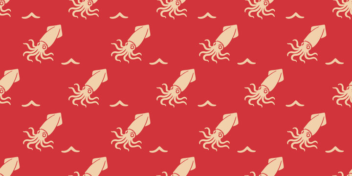 squid cartoon seamless pattern for wallpaper or design element.	