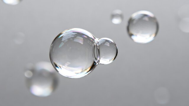 Close up of floating water bubbles