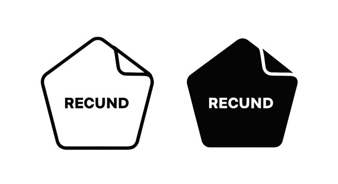Vector illustration of set of pentagonal sticker icons with curled corner and recund text on a transparent background