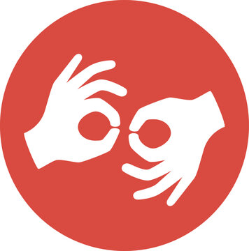 International Sign Language Interpreter Symbol on Red Circular Background