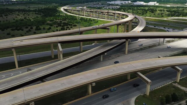 Aerial Wide Reveal US 290 Interchange Logistics Hub Manor Texas Part 5 of 5