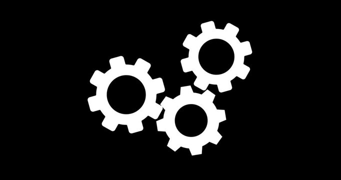 Cogwheel gear spinning around animation. cog wheel icon turning animated background. Motion graphics of teamwork concept