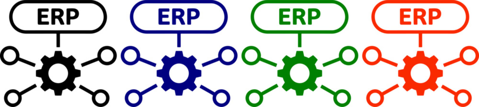 Enterprise resource planning ERP system, gear and network connections, business integration