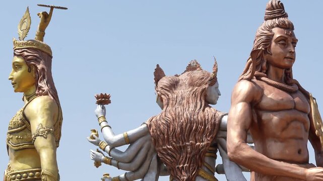 Hindu Deity Statues Depicting Mythological Scene at Temple Complex, mahakal corridor, Ujjain Shiva Shri Mahakaleshwar Jyotirlinga Temple