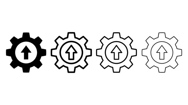 Upgrade gear icons in progressive styles for user interface design