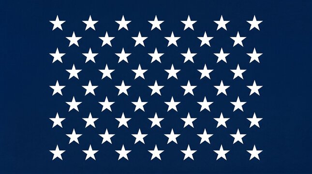 Symmetrical pattern of white stars on dark blue background texture.