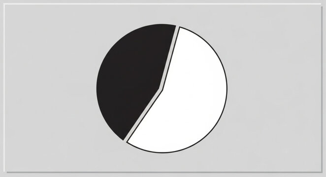 Simple black and white pie chart graphic representing data.