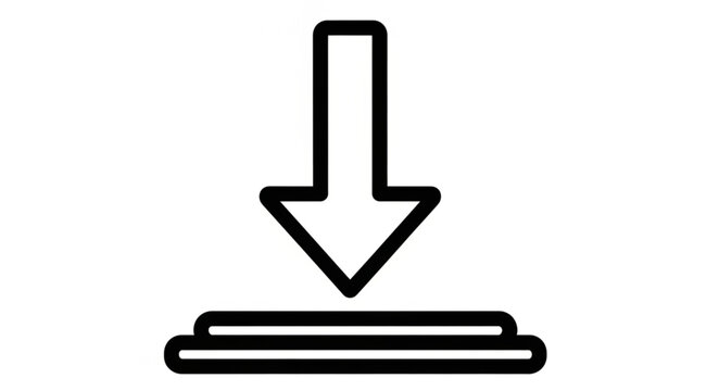 Simple black arrow pointing down onto a flat line.