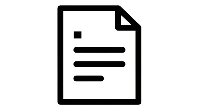 Simple Document Icon with Text Lines and Square Symbol.