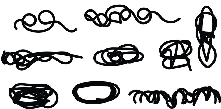 Set of hand drawn scribble shapes