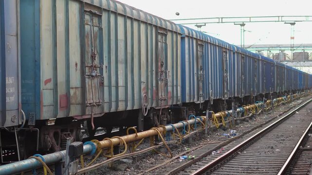Freight Railcars Standing on Railway Tracks in India