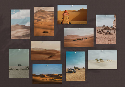 Photos Pinned on a Cork Board Mockup