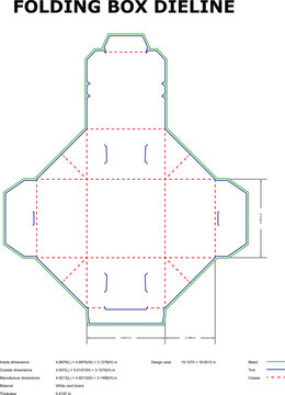 Precise technical folding box die line diagram with measurements and score packaging design product development ecommerce branding sustainable packaging DIY crafting