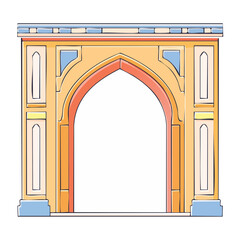 Fototapeta premium Flat color vector illustration of symmetrical archway