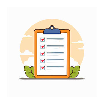 Flat design checklist on clipboard with pen