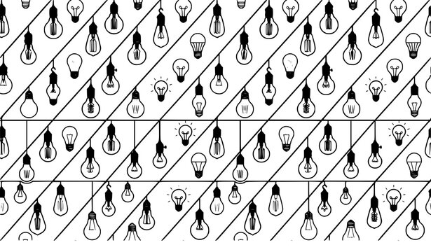 Seamless Light Bulb Vector Pattern with Vintage Edison and Modern LED Lamp Designs