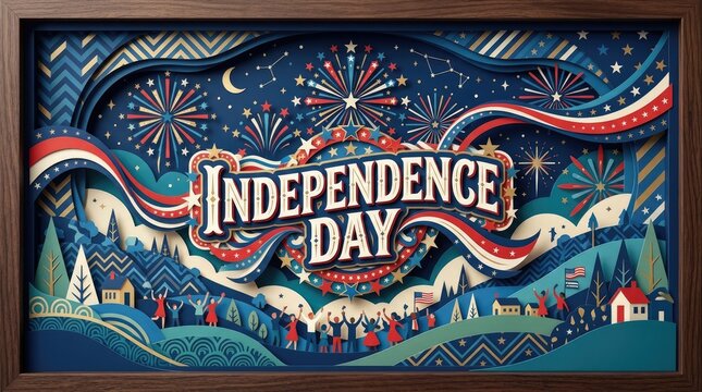 Independence day celebration with fireworks and patriotic decorations