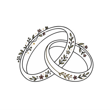 Wedding Rings Hand Drawn Vector Ai Generated