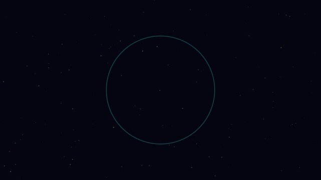 Minimalist glowing color changing neon ring over dark starry night sky background loop