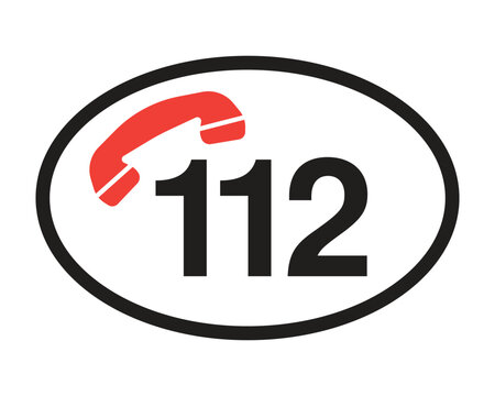 Emergency 112 Sign, Emergency Telephone Symbol Safety Marker