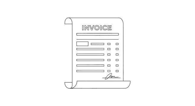 Invoice document on white background.
