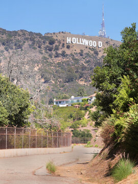 Hollywood sign as seen from the Hollywood Reservoir in Los Angeles, California, USA