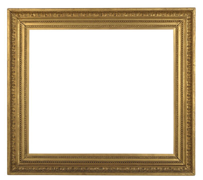 Vintage gilded picture frame isolate on transparent background (png image). 