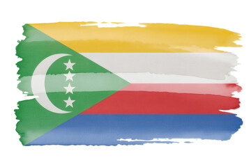 Fototapeta premium Patriotic Comoros flag art with brush stroke textures for celebrating national pride and independence day events design needs