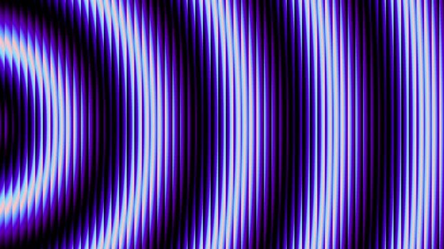 Purple futuristic neon circles through textured glass. Luminous rings slowly rotating and distorted by ribbed glass for creative projects, digital