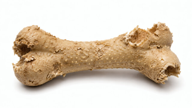 Chewed Dog Bone Toy Isolated On White Background
