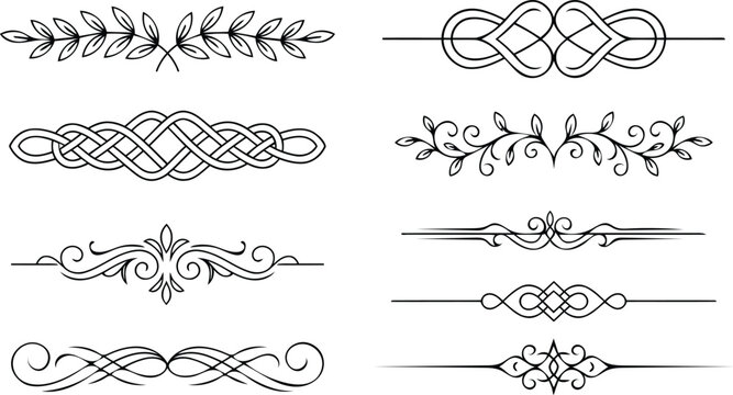 Elegant black flourishes and dividers collection for graphic design and wedding invitations