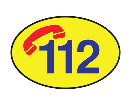 Emergency 112 Sign, Emergency Telephone Symbol Safety Marker