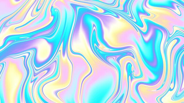 Cloth fabric gradient waves abstract background. Iridescent chrome wavy surface. Liquid surface, ripples, reflections. 3d render illustration. 4K video loop.