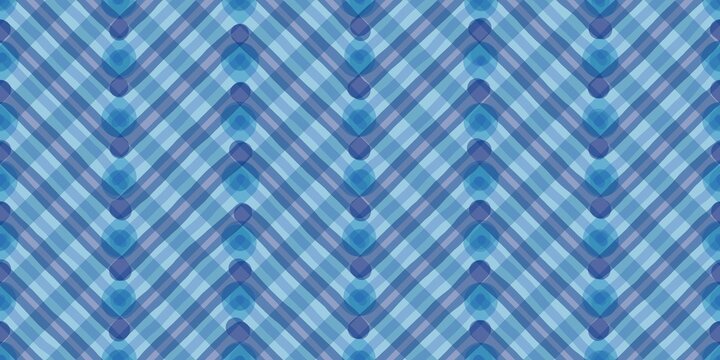 Seamless hand-drawn overlapping chevron pattern in blue and purple shade, suitable for textile, wallpaper, wrapping paper,  or ceramic tiles motifs. 