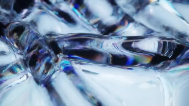 Abstract macro of melting ice with rainbow light diffraction