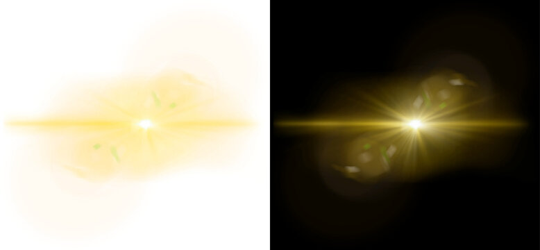 Overlays light transition effects sunlight ray lens flare, light leaks. High-quality stock PNG image of sun rays light overlays yellow flare glow isolated on transparent backgrounds for design