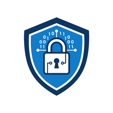 Secure digital shield with binary code and padlock, representing cybersecurity and data protection