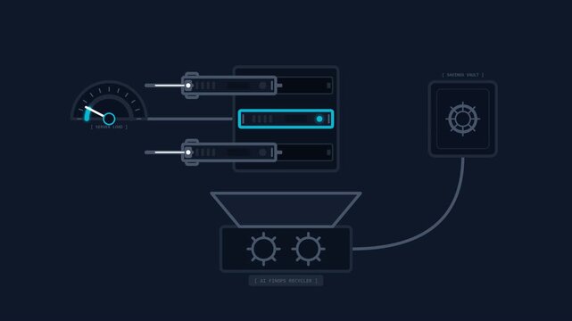 Abstract Animation of Server Data Processing and Cybersecurity System.