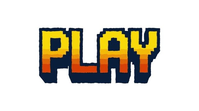 Dynamic PLAY text animation with rough edge effect on a clean white background. Perfect for video intros, media content, gaming visuals, social media projects, and motion graphics applications.
