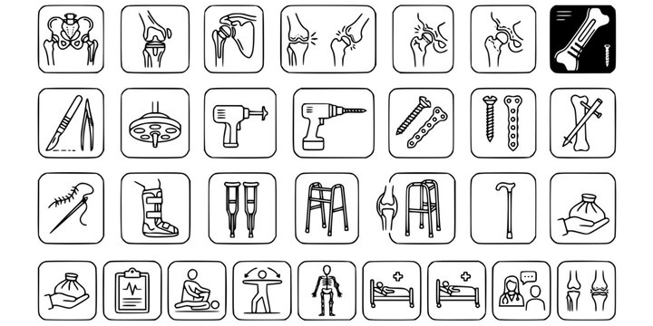 Joint replacement surgery thin line icon . Editable stroke . Vector .

