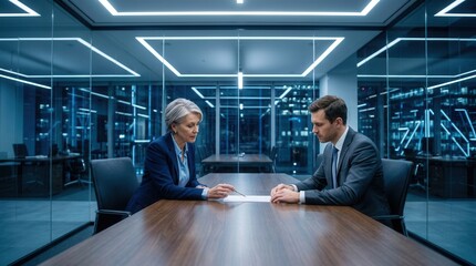 Fototapeta premium Business Professionals Discussing Documents In A Modern Boardroom Meeting