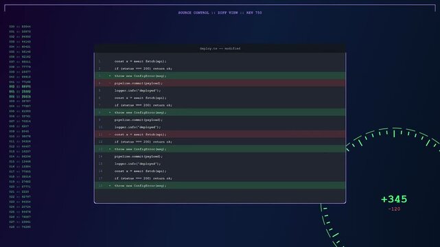 A sequence showing infrastructure code scripting progress inside a digital terminal screen with growing lines of text changing colors on a dark virtual interface display