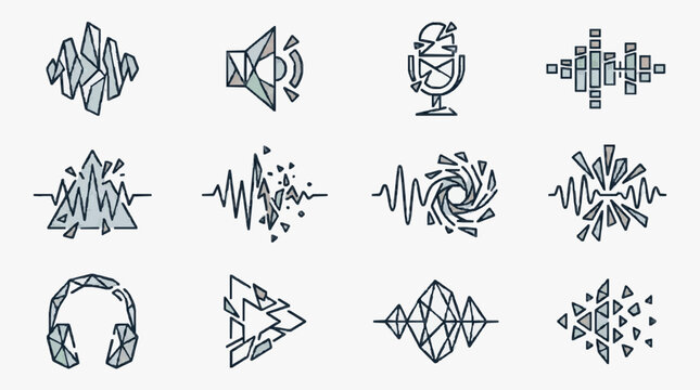 Minimalist Audio Visual Sound Wave Icons Collection.