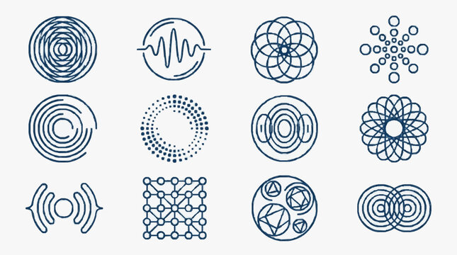 Geometric Abstract Wave and Sound Pattern Designs.