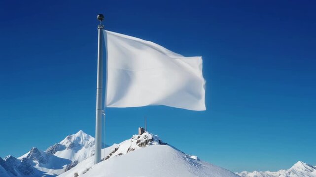 Pure White Fabric Flag Slowly Waving Gracefully Cinematic Loop - Blank Canvas Wind Motion Abstract Background