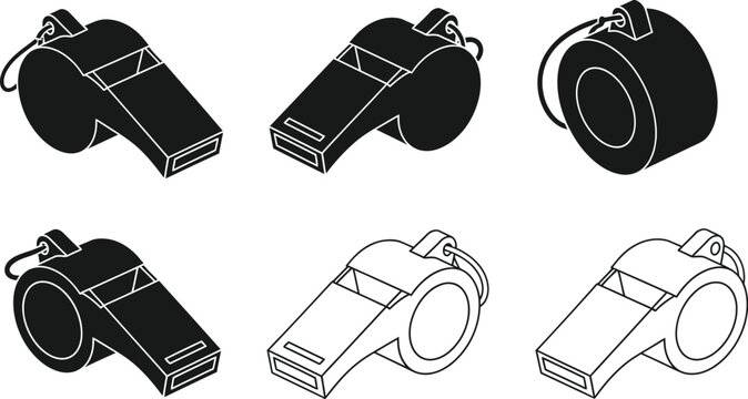 Black and white whistle icons