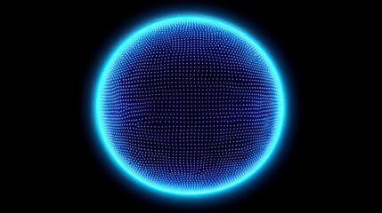Fototapeta premium Blue glowing sphere consisting of dots. Modern frame elements. Technological mesh of the sphere