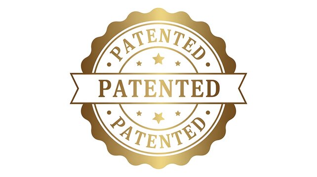 Gold Patented Stamp, Patent Seal, Certified Label, Official Badge