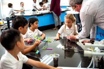 Fototapeta premium Children engaged in creative learning.