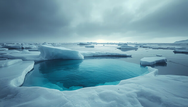 cracked iceberg pieces with water gap middle background template, global warming and environmental conditions 3D illustration render (6)